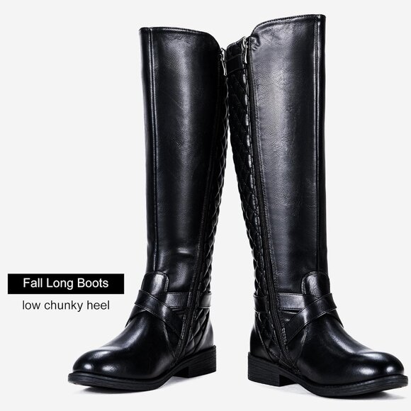 Women's Black Jeossy Women's 950 Knee High Riding Boots with Zipper Wide Calf - Picture 5 of 8